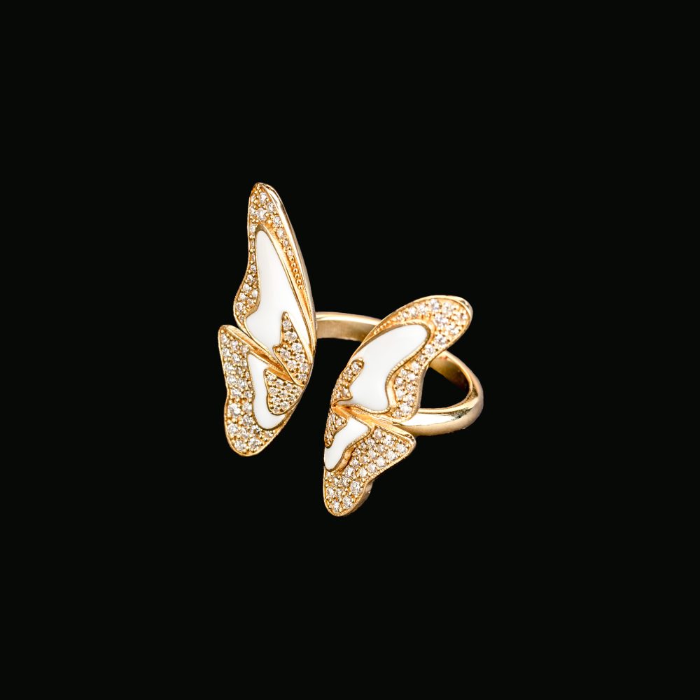 WHITE BUTTERFLY RING