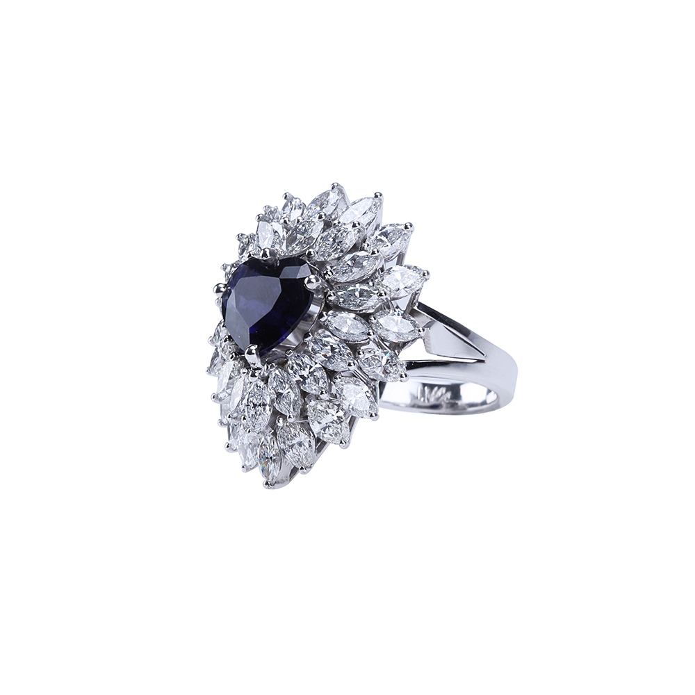 White Gold  & Navy Ring