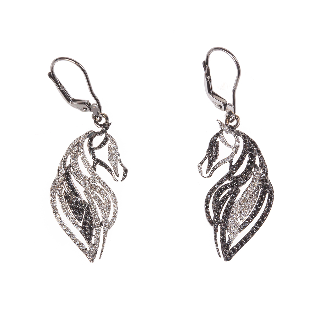 HORSE  EARINGS - BLACK & WHITE