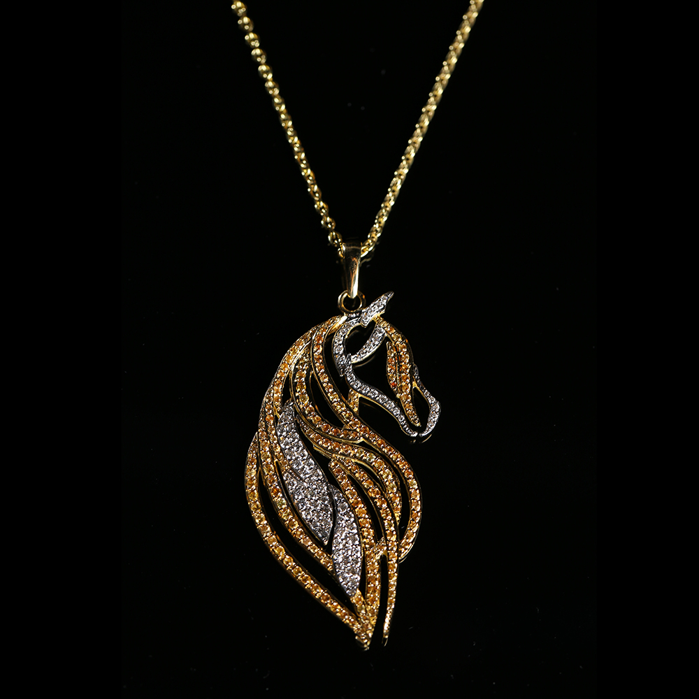 HORSE PENDANT - YELLOW & WHITE