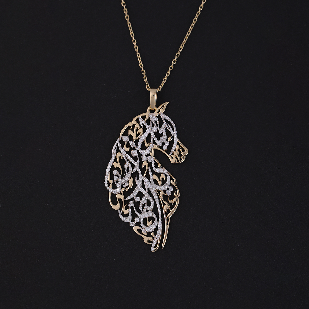 NEW YELLOW GOLD  HORSE PENDANT