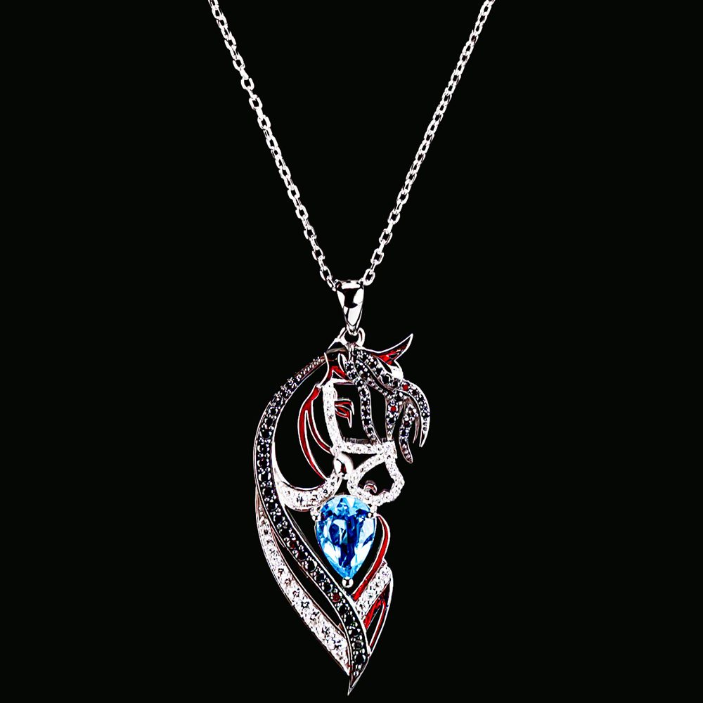 NEW HORSE PENDANT AQUAMARINE