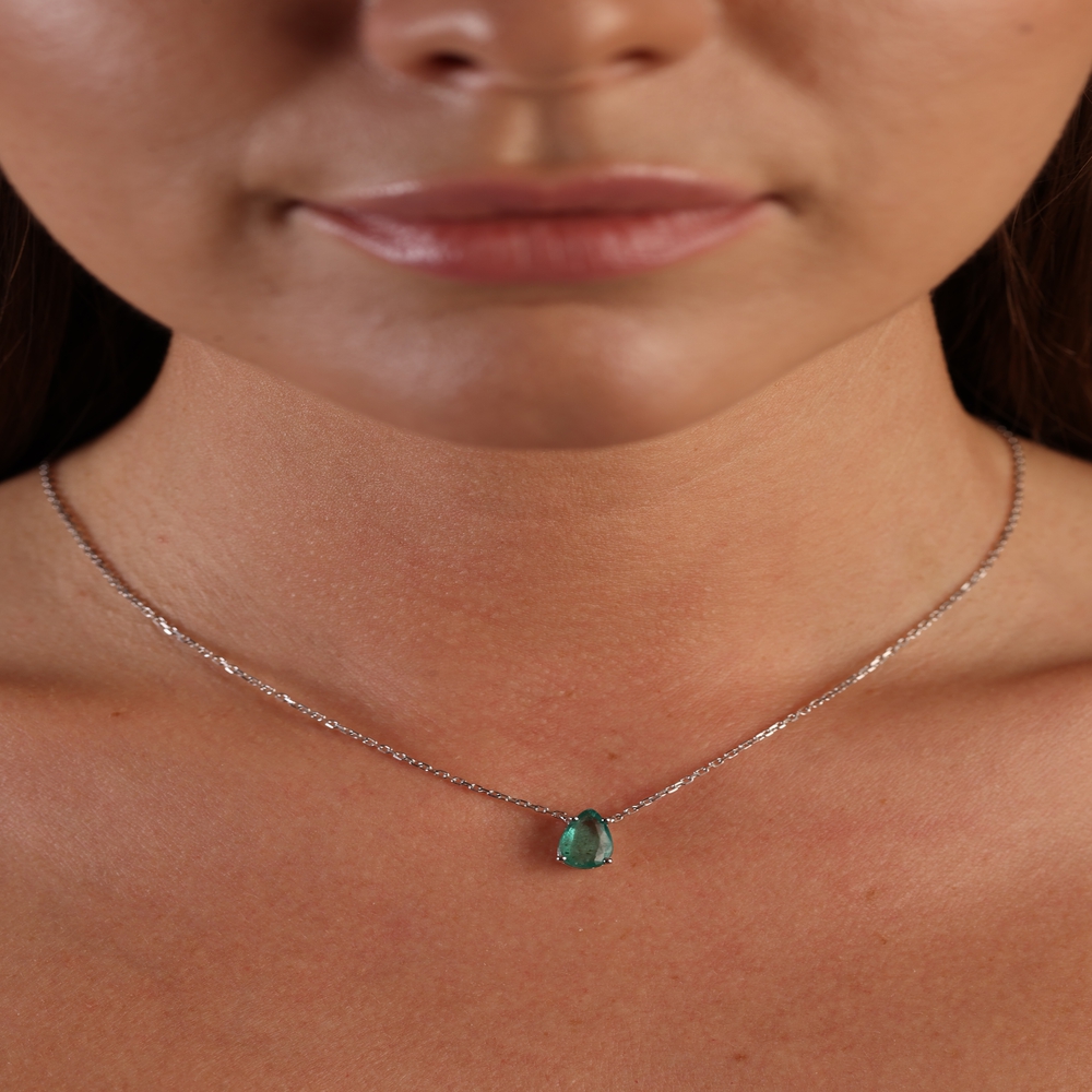 SMALL EMERALD TEAR NECKLACE