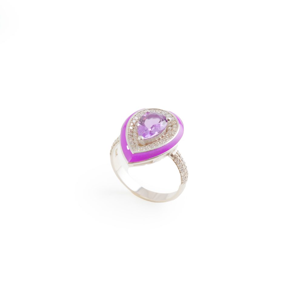 TEAR RING AMETHYST STONE
