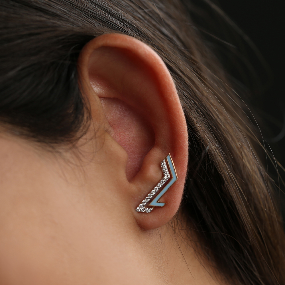 V COLLECTION  EARRING BLUE